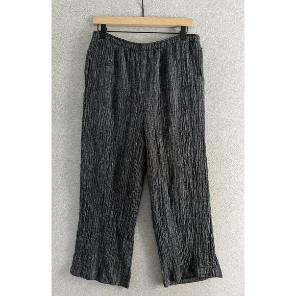 IC By Connie K Pants Womens Medium Black Linen Blend Pull On Wide‎ Leg Made USA - Picture 1 of 11